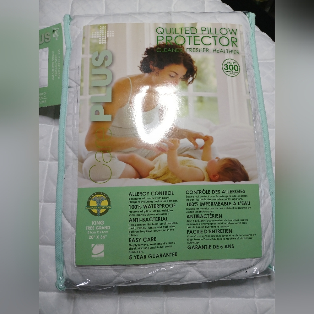 Quilted Pillow Protector - White
